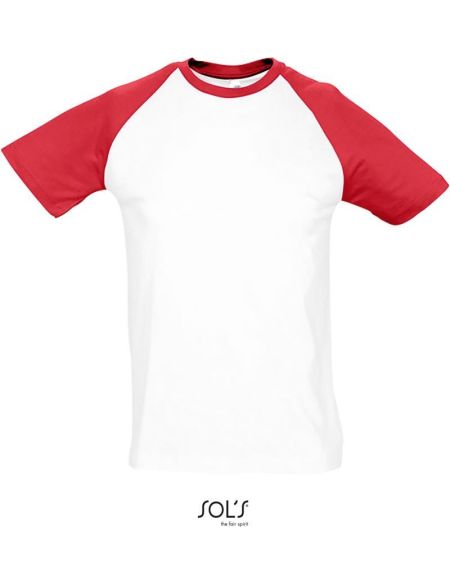 Herren T-Shirt Sols Funky weiß/rot
