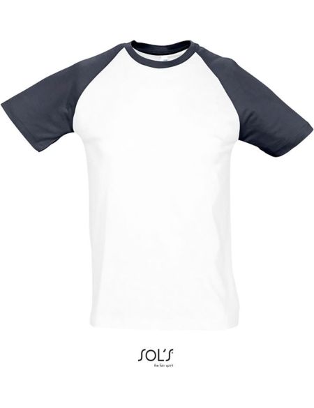Sols Funky weiß/marinefarbenes Herren-T-Shirt