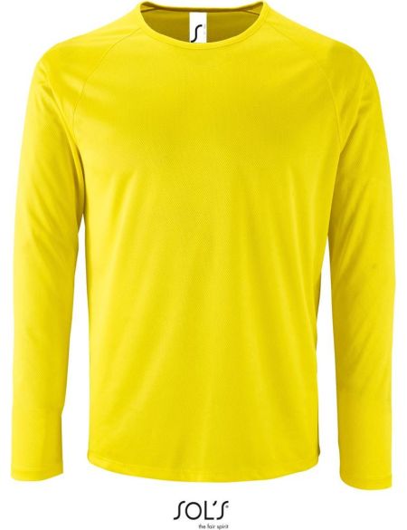 Herren-T-Shirt mit langen Ärmeln Sports LSL Men neongelb