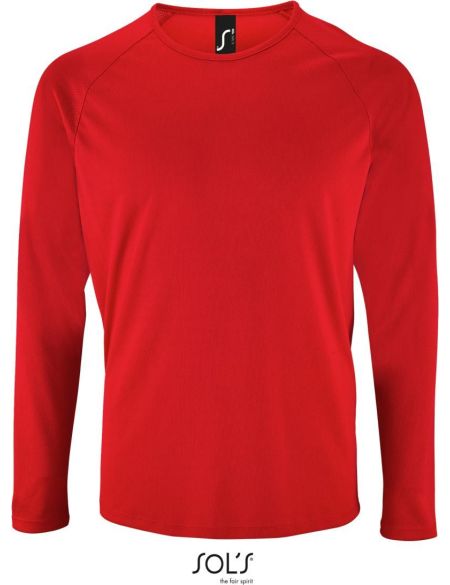 Herren T-Shirt mit langen Ärmeln Sportliches LSL Men rot