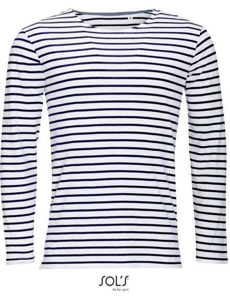 Herren-T-Shirt mit langen Ärmeln Sols Marine Men weiß/rot