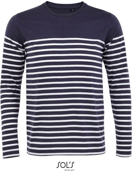 Herren-T-Shirt mit langen Ärmeln Sols Matelot LSL Men weiß/navy