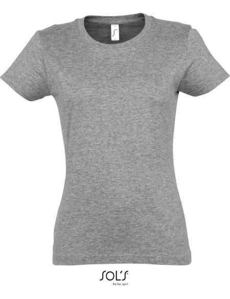 Damen T-Shirt Sols Imperial Women melange grau