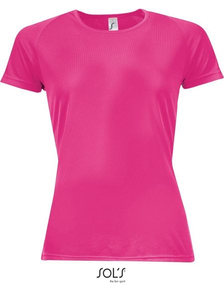 Damen T-Shirt Sporty Women neonpink