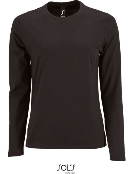 Damen-T-Shirt mit langen Ärmeln Sols Imperial LSL Women tiefschwarz