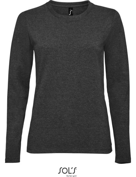 Damen-T-Shirt mit langen Ärmeln Sols Imperial LSL Women Charcoal Melange