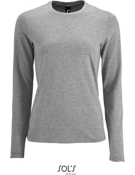 Damen-T-Shirt mit langen Ärmeln Sols Imperial LSL Women grau meliert