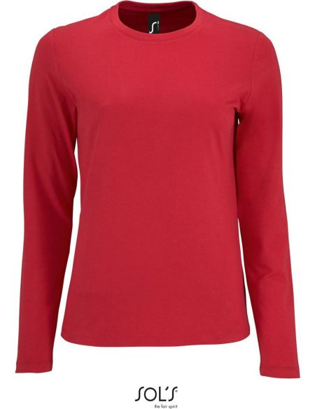 Damen-T-Shirt mit langen Ärmeln Sols Imperial LSL Women rot