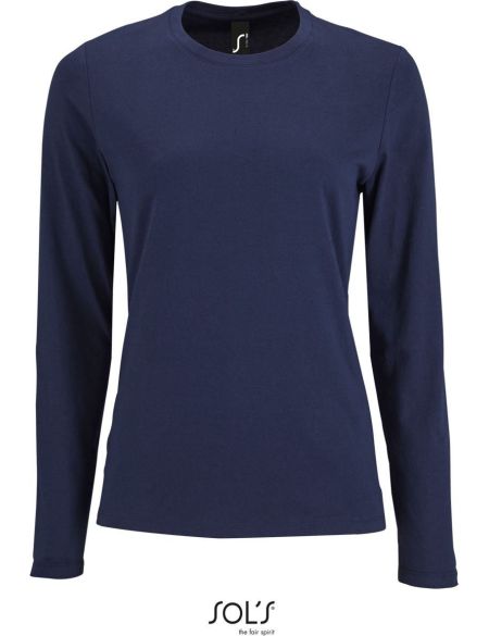Damen-T-Shirt mit langen Ärmeln Sols Imperial LSL Women French Navy