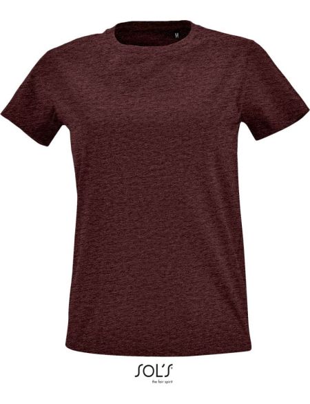 Damen-T-Shirt Sols Imperial Fit Women meliert oxblood