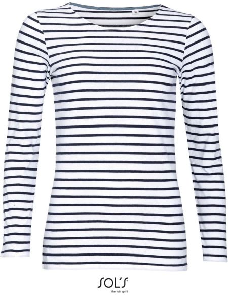 Damen-T-Shirt mit langen Ärmeln Sols Marine Women weiß/rot