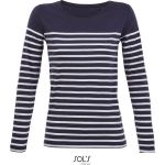 Damen-T-Shirt mit langen Ärmeln Sols Matelot LSL Women französisch marineblau/weiß