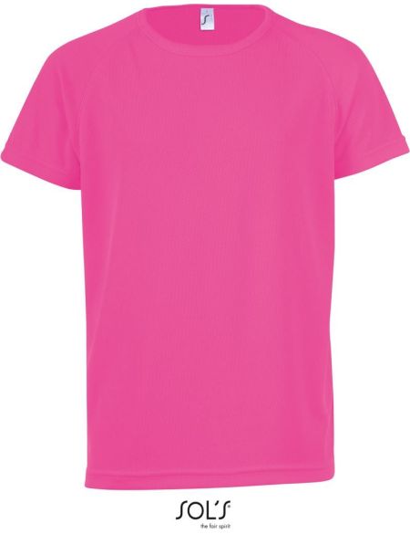 T-Shirt Kindersport Sols Sporty Kids neonpink