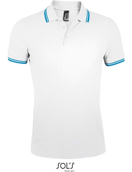 Herren-Poloshirt Sols Pasadena Men weiß/aqua