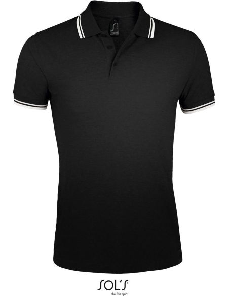 Herren-Poloshirt Sols Pasadena Men schwarz/weiß