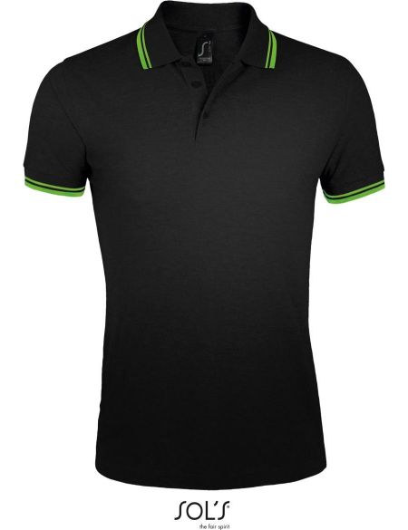 Herren-Poloshirt Sols Pasadena Men schwarz/limette