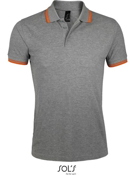Herren-Poloshirt Sols Pasadena Men melange grau/orange