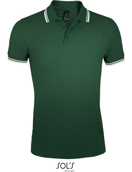 Herren-Poloshirt Sols Pasadena Men waldgrün/weiß