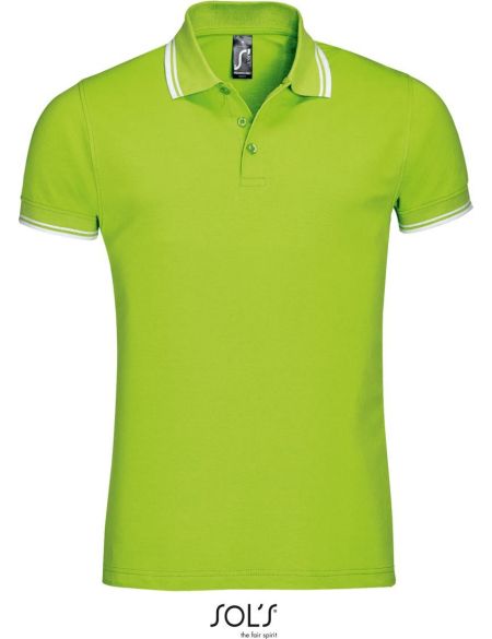 Herren-Poloshirt Sols Pasadena Men Forest Lime/Weiß