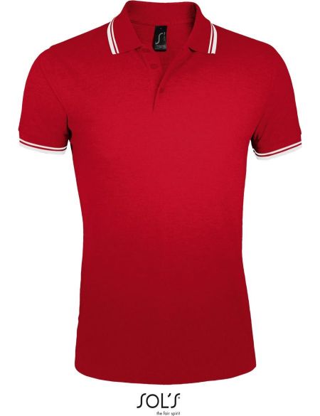 Herren-Poloshirt Sols Pasadena Men rot/weiß