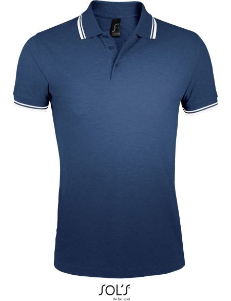Herren-Poloshirt Sols Pasadena Men französisch marineblau/weiß