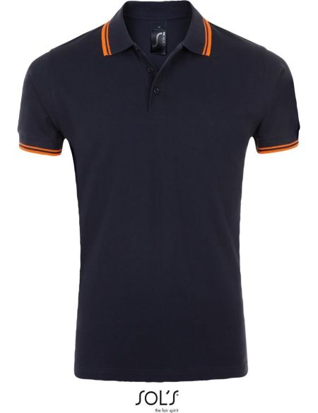 Herren-Poloshirt Sols Pasadena Men französisch marineblau/neonorange