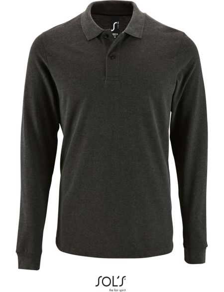 Herren-Poloshirt mit langen Ärmeln Sols Perfect LSL Men anthrazit meliert