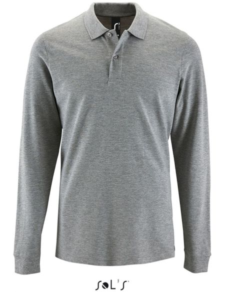 Herren-Poloshirt mit langen Ärmeln Sols Perfect LSL Men grau meliert