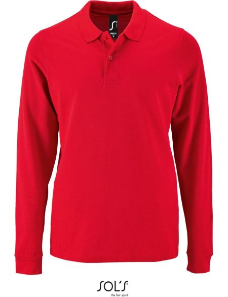 Herren-Poloshirt mit langen Ärmeln Sols Perfect LSL Men rot