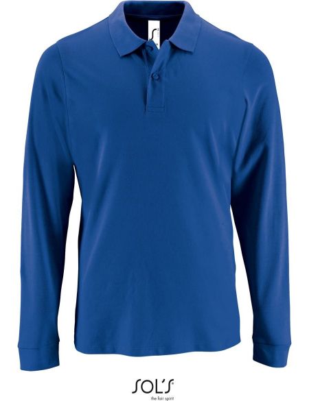 Sols Perfect LSL Herren-Poloshirt mit langen Ärmeln, Königsblau