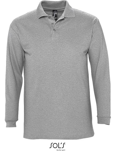 Herren-Poloshirt mit langen Ärmeln Sols Winter II grau meliert