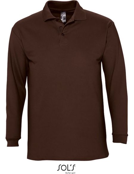 Herren-Poloshirt mit langen Ärmeln Sols Winter II Schokolade