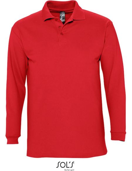 Herren-Poloshirt mit langen Ärmeln Sols Winter II rot