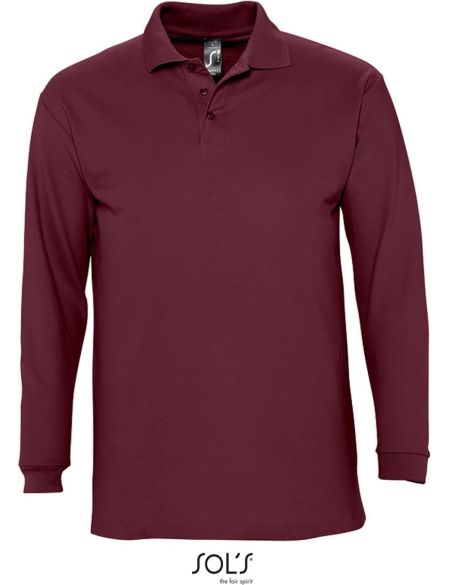 Herren-Poloshirt mit langen Ärmeln Sols Winter II Burgunderrot