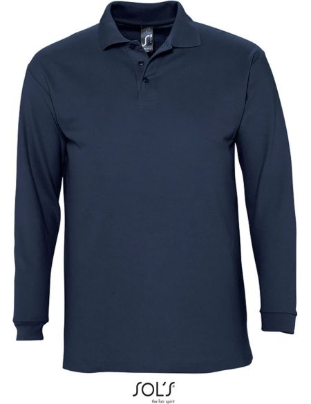 Herren-Poloshirt mit langen Ärmeln Sols Winter II Marineblau