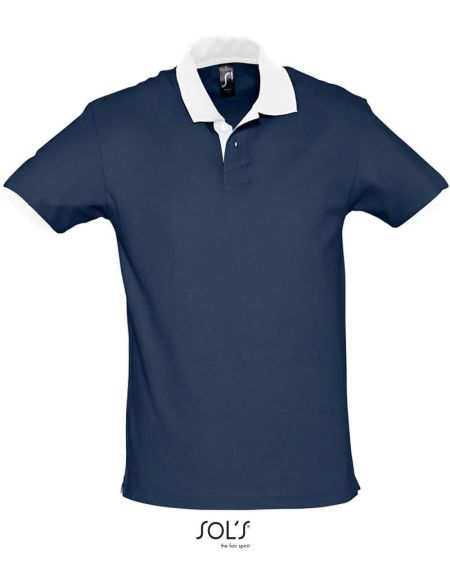 Herren-Poloshirt Sols Prince weiß/französisch marineblau