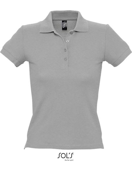 Damen-Poloshirt Sols People grau meliert