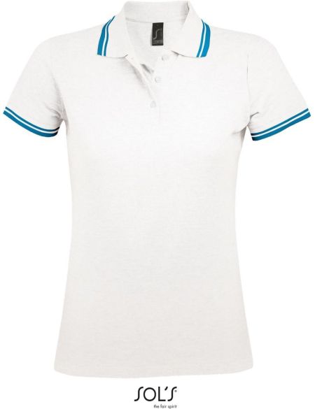 Damen-Poloshirt Sols Pasadena Women weiß/aqua