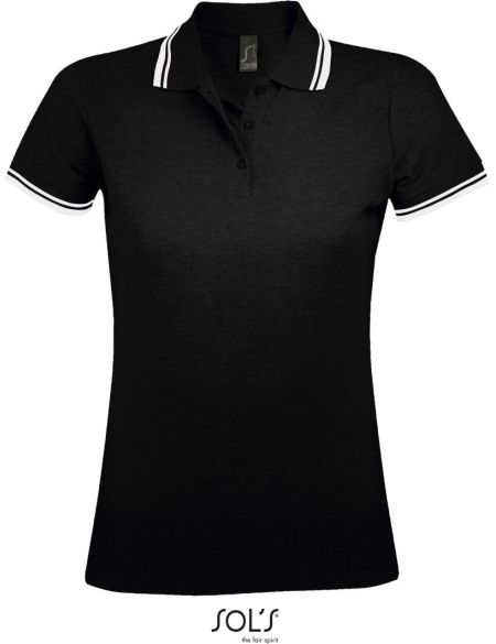 Damen-Poloshirt Sols Pasadena Women schwarz/weiß