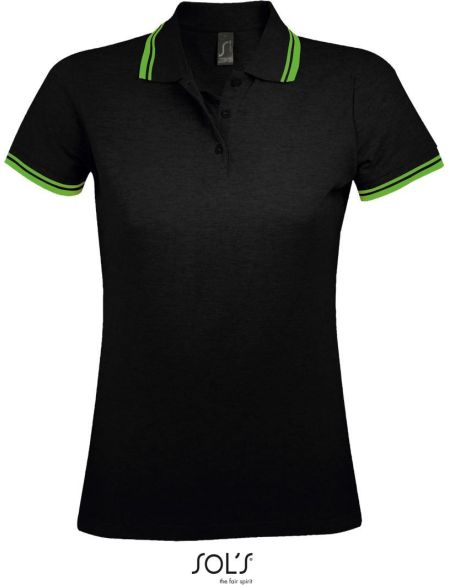Damen-Poloshirt Sols Pasadena Women schwarz/limette