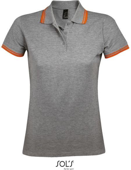 Damen-Poloshirt Sols Pasadena Women melange grau/orange