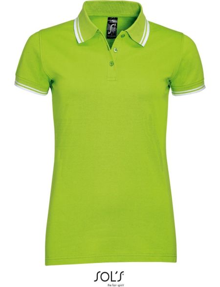 Damen-Poloshirt Sols Pasadena Women Limette/Weiß