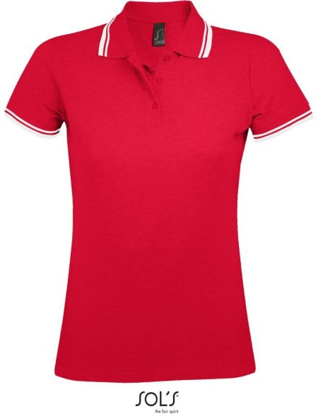 Damen-Poloshirt Sols Pasadena Women rot/weiß