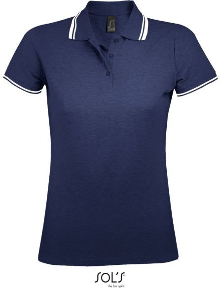 Damen-Poloshirt Sols Pasadena Women französisch marineblau/weiß