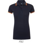 Damen-Poloshirt Sols Pasadena Women French Navy/Neon Orange