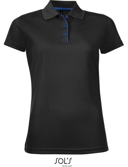 Damen-Sportpoloshirt Sols Performer Women schwarz