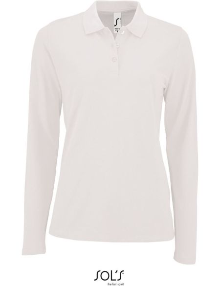 Damen-Poloshirt mit langen Ärmeln Sols Perfect LSL Women weiß