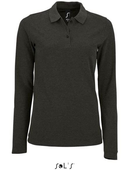 Damen-Poloshirt mit langen Ärmeln Sols Perfect LSL Women Charcoal Melange