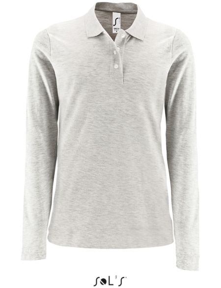 Damen-Poloshirt mit langen Ärmeln Sols Perfect LSL Women Ash