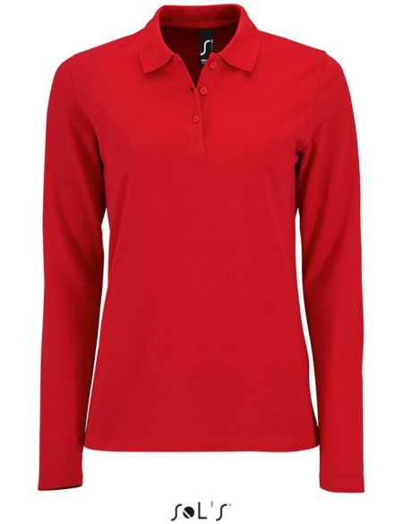 Damen-Poloshirt mit langen Ärmeln Sols Perfect LSL Women rot